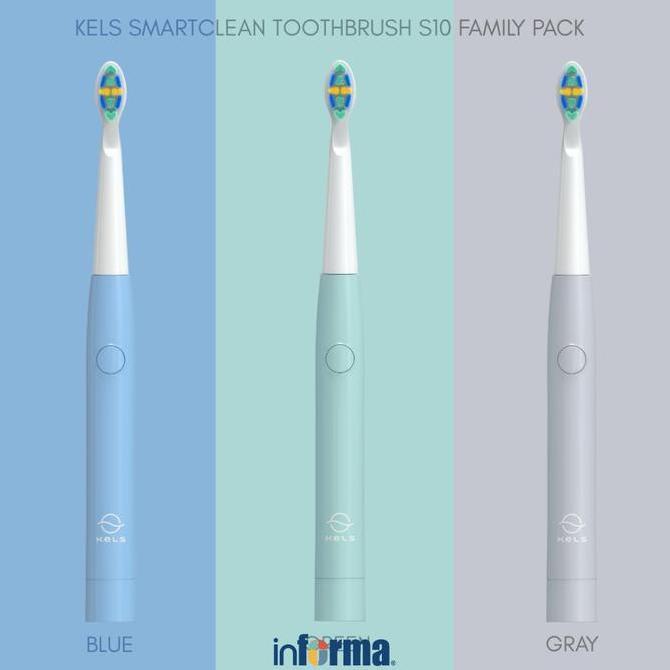Kels Set 3 Pcs Sikat Gigi Electric Smartclean S10 Family Pack - Mix