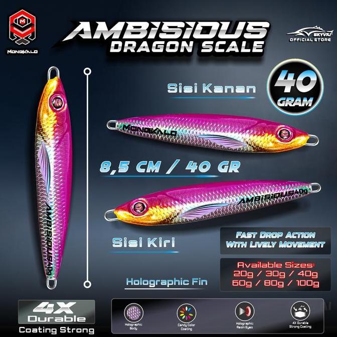 Metal Jig 40 Gram MONGKALO AMBISIOUS Sisik Umpan Pancing Jigging Casting Castjig Jiging Fishing Lure