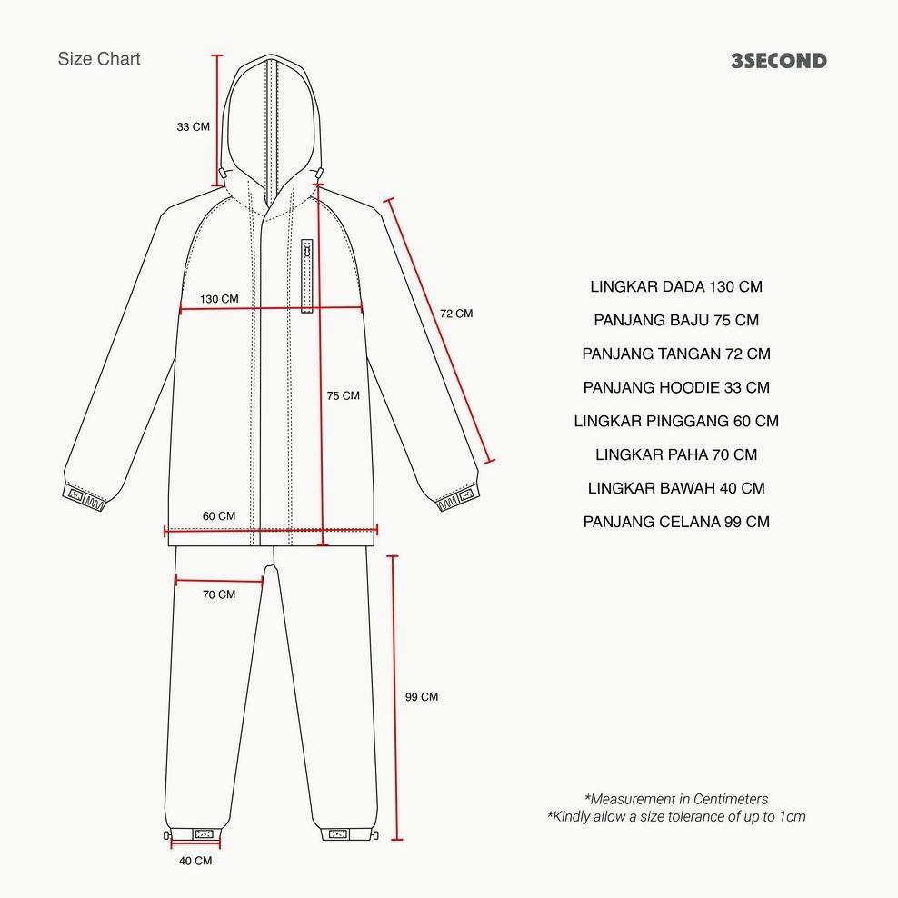 DISKON 3SECOND JAS HUJAN SETELAN JAKET CELANA PRIA WANITA PREMIUM RAINCOAT  EDEN OL-C09012515