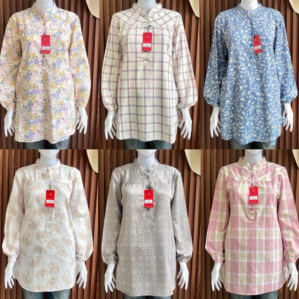 Tunik Eclo Tunik Wanita 3C Motif Kotak Kotak Tunik Wanita Bahan Katun Premium