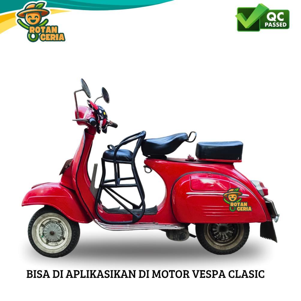 NEW Kursi Boncengan Motor VESPA MULTIFUNGSI untuk Anak Full Anyaman Jok Kulit