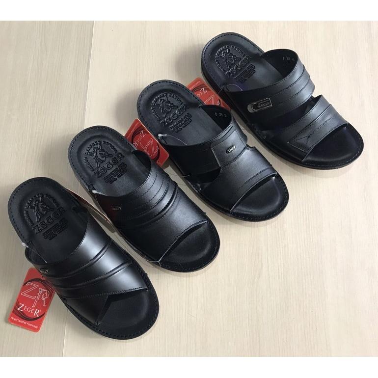 Diskon Zeger Sandal Kulit Slop Pria Zeger-P Original Sendal Kulit Sapi Asli Cowok Dewasa Awet 38-43 