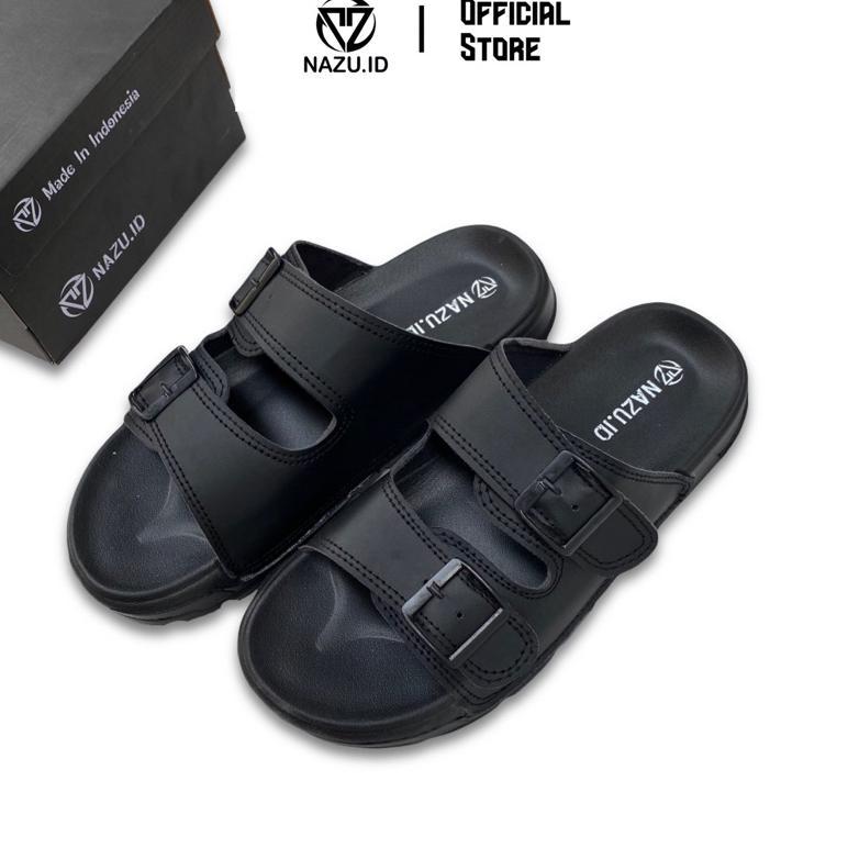 Diskon Sandal Slide Pria Nazu Sandal Casual Vintage Two Strap Pria Hitam