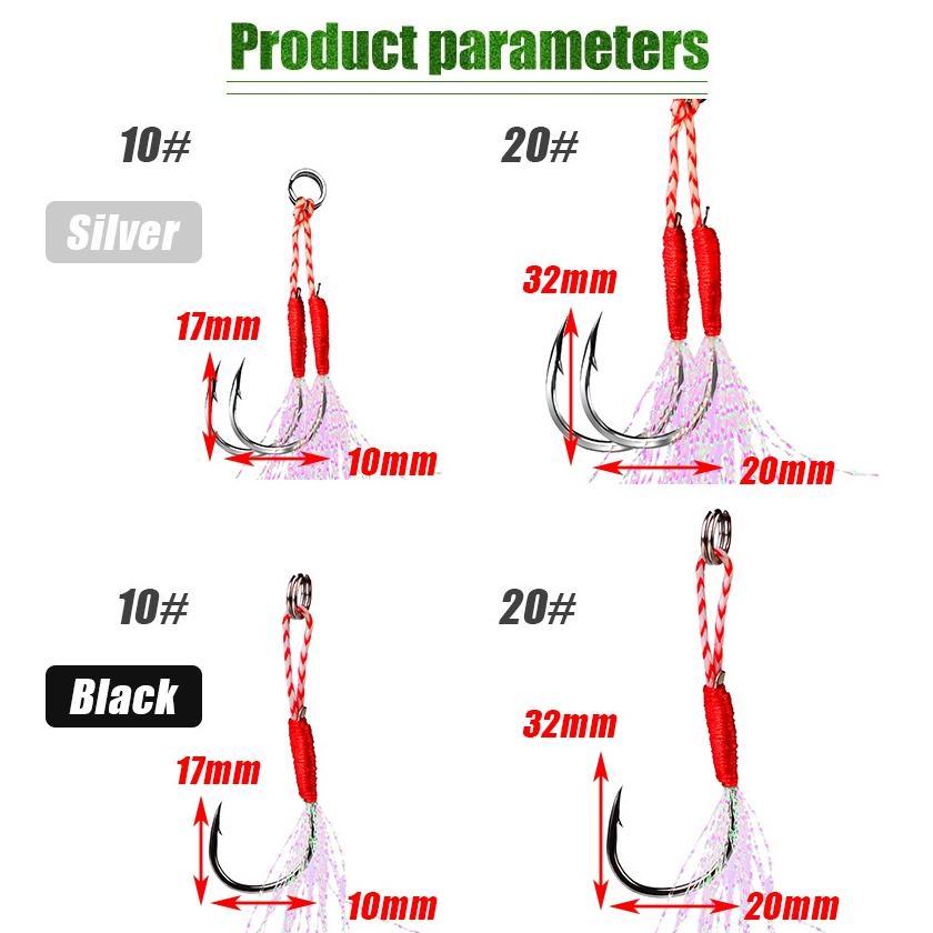 Double Assist Hook Jigging/Single Assist Hook Fishing Jig Assist Jig Fishing Hook Hi-Carbon Steel As
