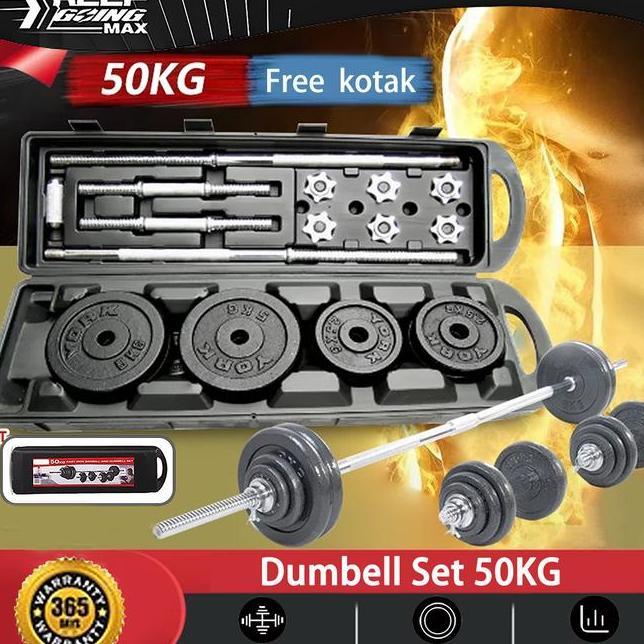 Dumbell Barbel  50Kg Peralatan Kebugaran Angkat Berat 50Kg Set Dumbel Barbel Set