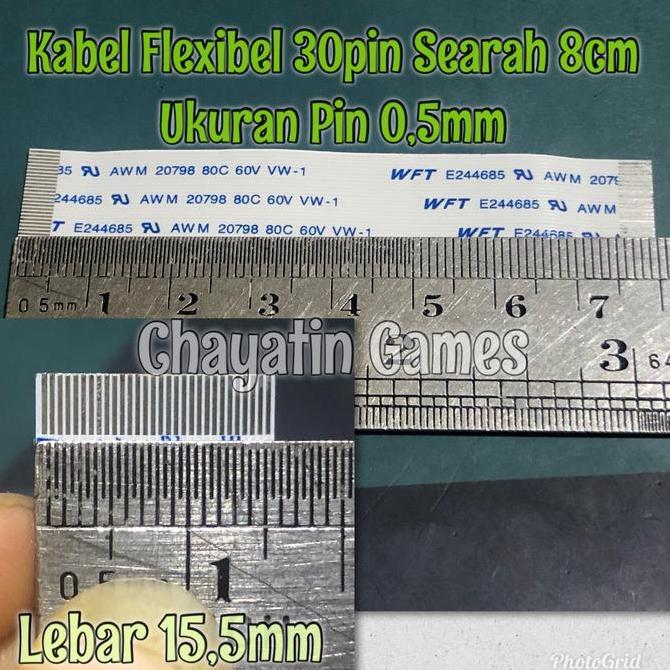 DF213 - Kabel Flexibel 30 Pin Halus Searah Panjang 8cm - Ukuran Pin 0,5mm