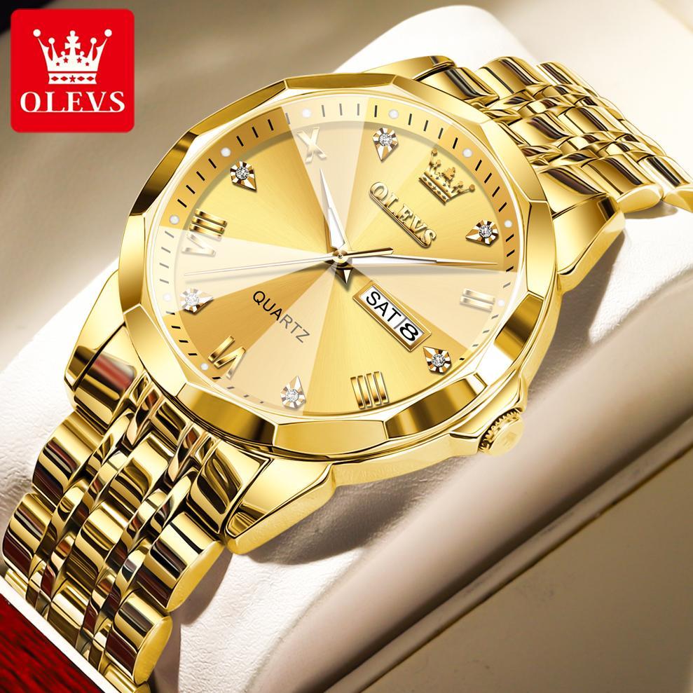 MURAH Olevs Jam Tangan Pria 9931 Original Anti Air Rantai Luxury Kalender Analog Luminous Man Watch