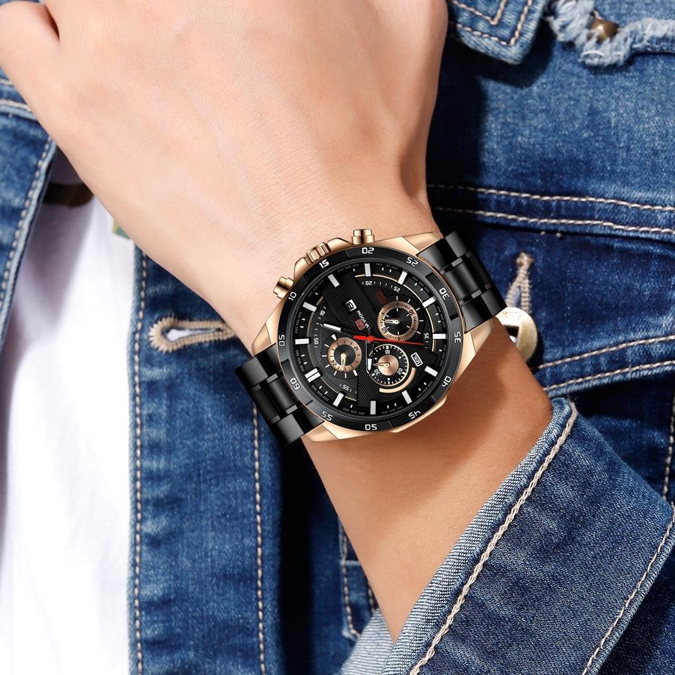 KUALITAS SUPER VaVa Voom 216G Jam Tangan Pria Luxury Stainless Steel Quartz Cowok Original Tahan Air