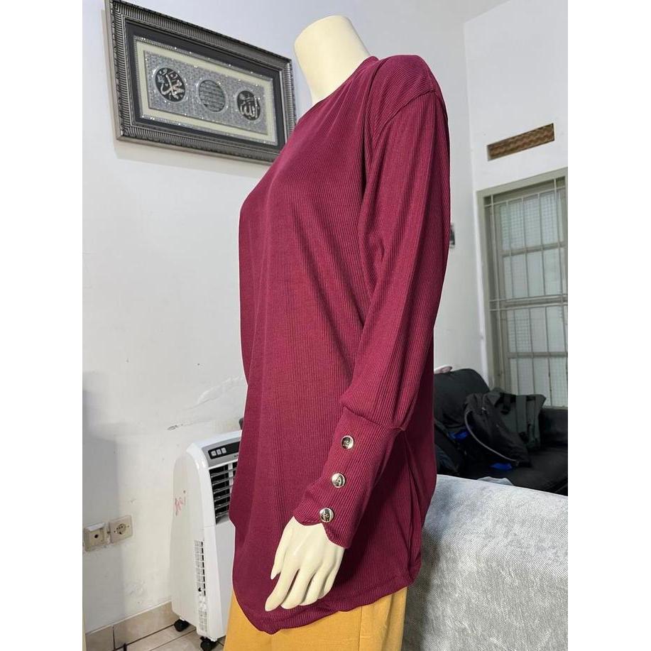 Aleeya Rib Tunik Jumbo Lengan Variasi Kancing