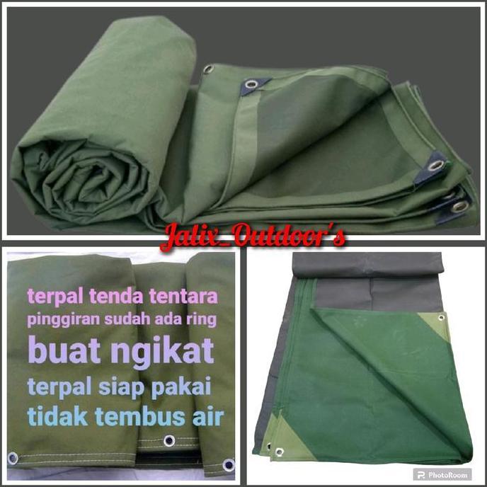 Terpal Kain Cv Tentara Waterproof Tebal Ukuran 4X6M,3X4M-3X5M Untuk Truk Pickup Tenda Tarop Camping 