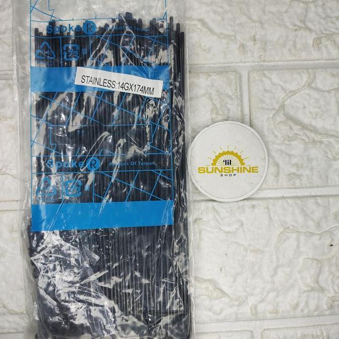Ready Spoke Ruji Jari 174 STRUMMER STAINLESS BLACK 14G x 174mm Untuk Velg Rims 20 Murni 406 Double W