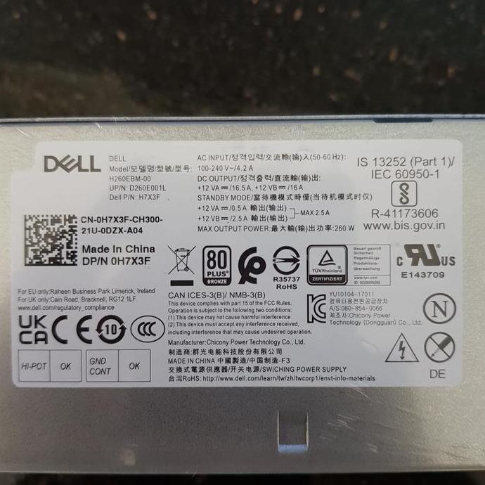 NEW POWER SUPPLY UNTUK Dell H260EBM-00 Optiplex 3050 7050 3060 7060 7070
