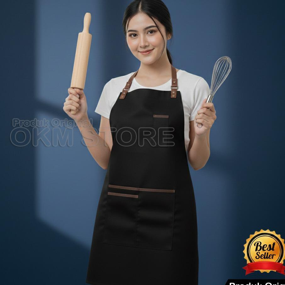 Celemek Dapur Apron Bartender Koki Chef Apron Cafe Kualias Premium Apron Barista Premium Celemek Mas