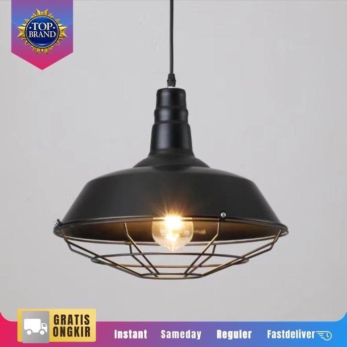 Lampu Gantung Kap Industrial Retro Kap Lampu Gantung Cafe Hitam Kap Lampu Gantung Besi Original