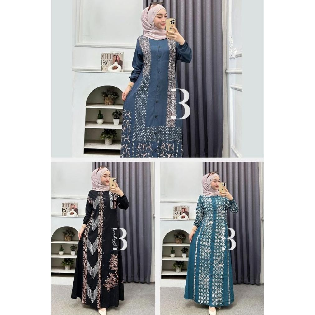 Gamis Twill Rayon Premium Ori Pekalongan Gamis Twill Jumbo Model Full Kancing Depan