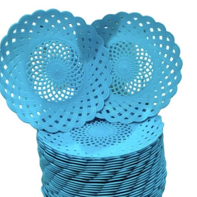 piring rotan plastik 24pcs , piring plastik cantik , piring plastik , piring rotan plastik cekung , 