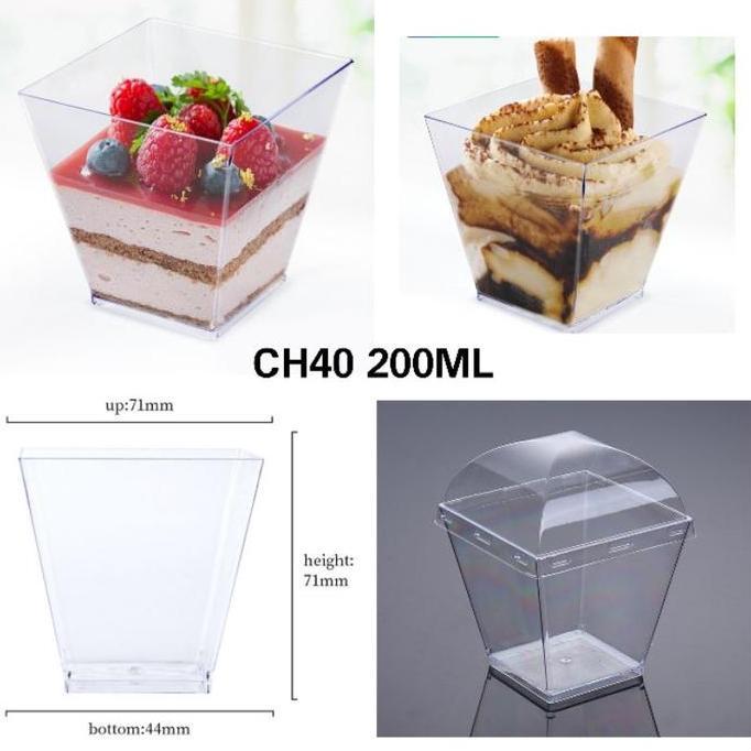 - 10Pcs Puding Jelly Cup + Tutup Gelas Cangkir Puding Kotak Dessert Cup Tiramisu Plastik
