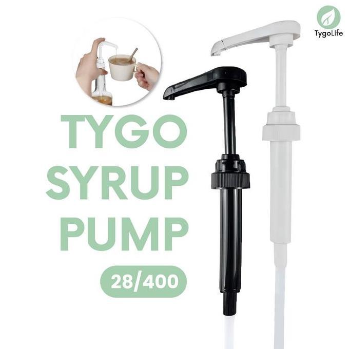 Ver- Tygo Syrup Pump Pompa Botol Sirup Drat Putih Hitam Ulir Nozzle Untuk Sirup Kecap Saus Berkualit
