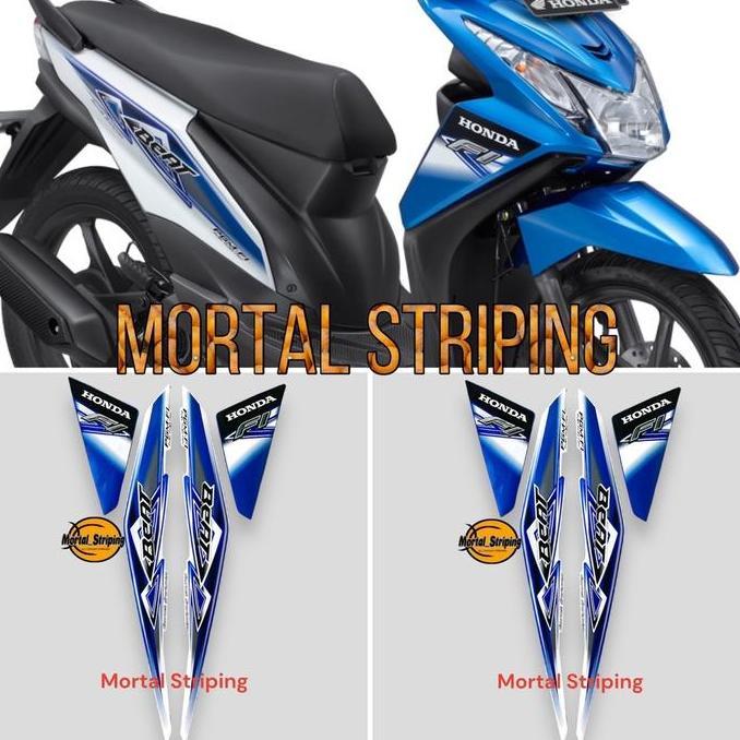STIKER STRIPING LIS LES POLET BODI MOTOR HONDA BEAT FI 2013 PUTIH BIRU