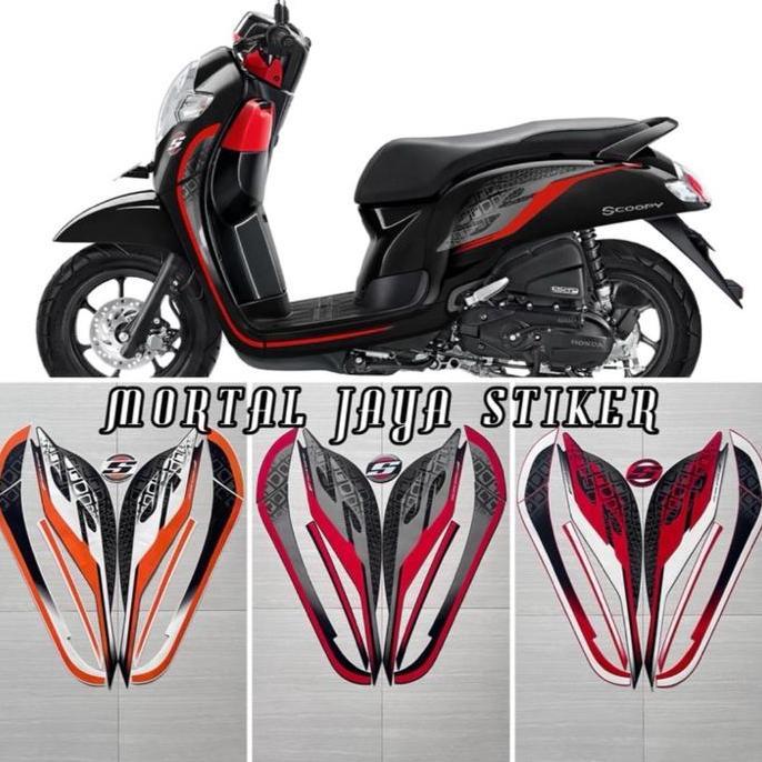 STIKER STRIPING LIS BODY SCOOPY SPORTY 2019 2020 MERAH HITAM PUTIH