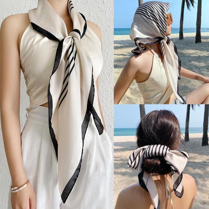 180kitolapak - 90*90cm syal sutra imitasi shawl hijab segi empat besar wanita temperamen sederhana b