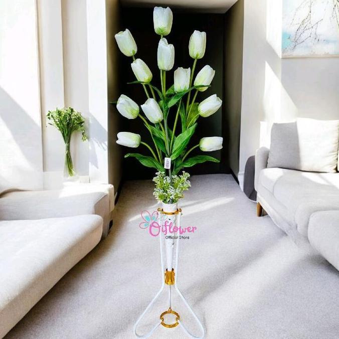 Bunga Hias Tulip Jumbo Satu Set Lengkap Dengan Vas Hiasan Dekorasi Sudut Ruangan