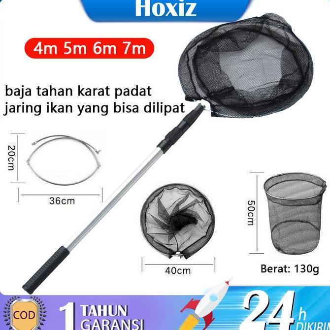 COD Jaring Ikan Teleskopik Bahan Stainless Steel Bisa Dilipat 4/5/6/7M