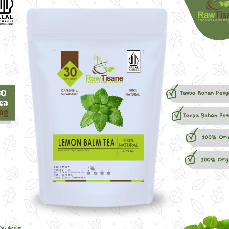 Raw Tisane Teh Daun Lemon Balm | Lemon Balm Tea | Sari Segar Lemon Balm Rileks Isi 30 Kantong