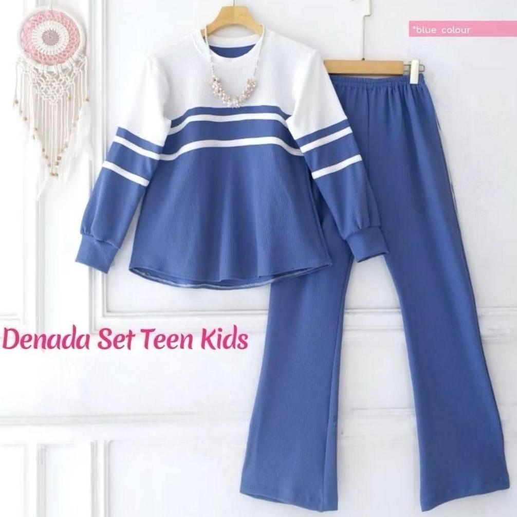 OFFICIAL DENADA SET KIDS ( 3 TAHUN - 13 TAHUN ) CRINCLE // SETELAN DENADA // SETELAN GARIS GARIS // 