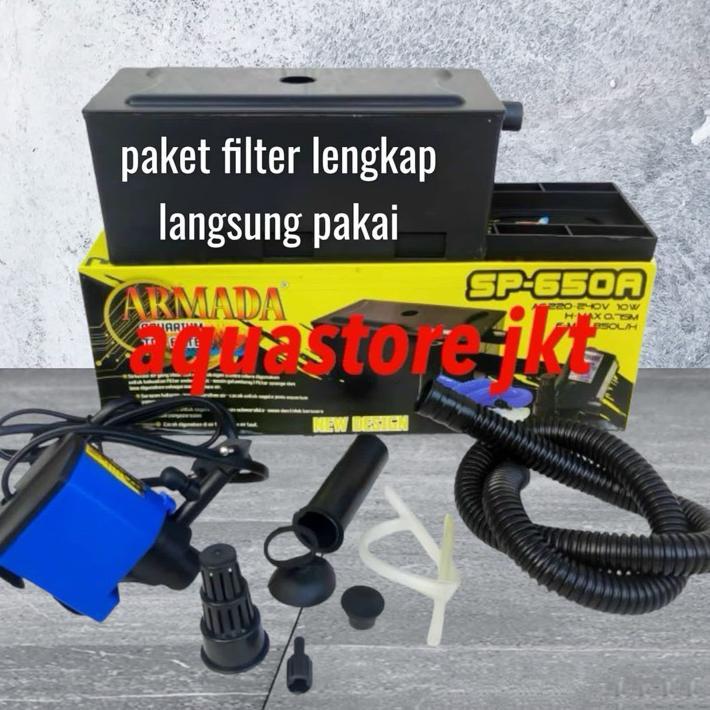 Paket Filter Aquarium Armada 650 Filter Aquarium Lengkap Mesin + Box Filter Penjernih Air Aquarium