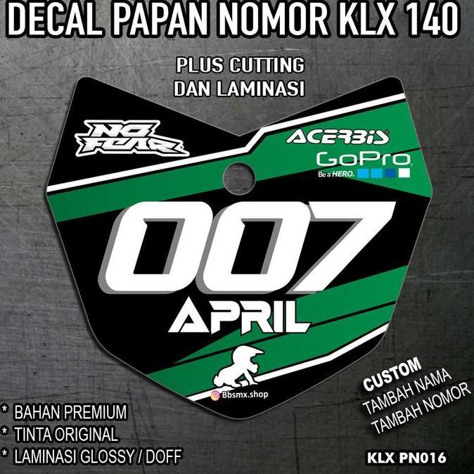 Decal Papan Nomor KLX 140