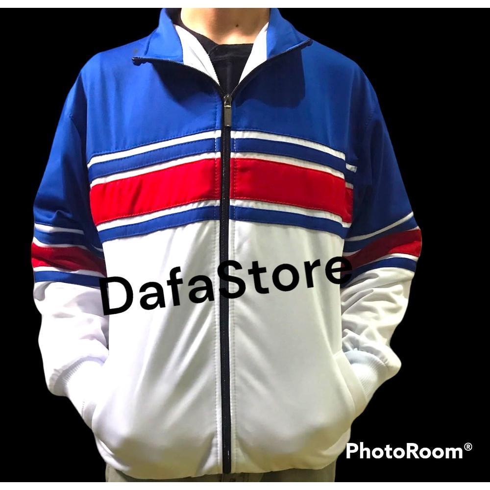 BIG SALE Jaket Tracktop Biru Putih List Merah S-XXXL
