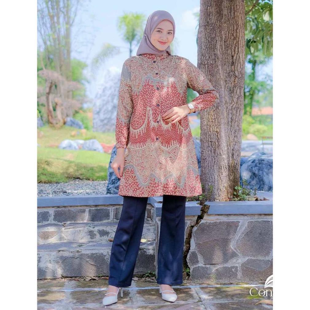 BESTPROMO BATIK TUNIK NIRMALA BATIK MODERN BLOUSE TUNIK ATASAN BATIK WANITA TUNIK LYODRA