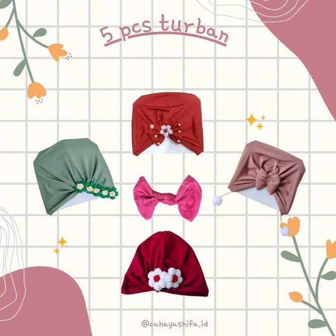 Paket Hemat 1 SET 5 Pcs Turban ANAK | TURBAN  BAYI Lucu - Model Terbaru
