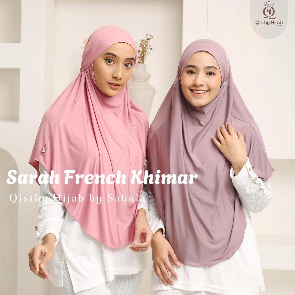 PROMO TERBARU QISTHY HIJAB - SARAH French Khimar Jersey L Jumbo Hijab Niqob Umroh Qisthy Hijab by Sa