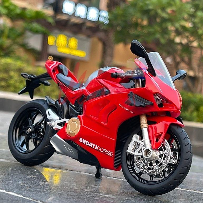 Diecast Huayi Ducati Panigale V4S 1/12 Alloy model motor balap koleksi hadiah anak-anak