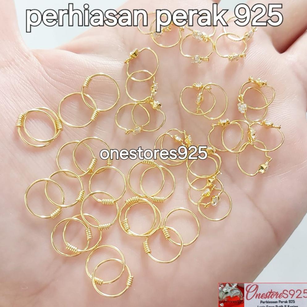 VALUE PACK Anting Bayi Lucu Model Knip Perak 925 Aman Untuk Baru Lahir Ringan Tipis Lapis Emas Kunin