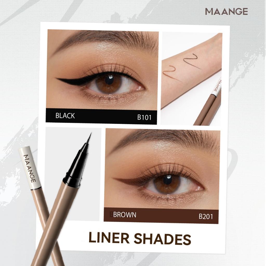 Maange 3Pcs Set Riasan Mata Waterproof Long-Lasting Mascara + 0,01Mm Liquid Eyeliner Memperbesar Mat