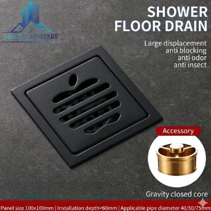 Smart Floor Drain Hitam Motif Apple Stainless Tebal /Smart floor drain Hitam Tebal Motif Apel