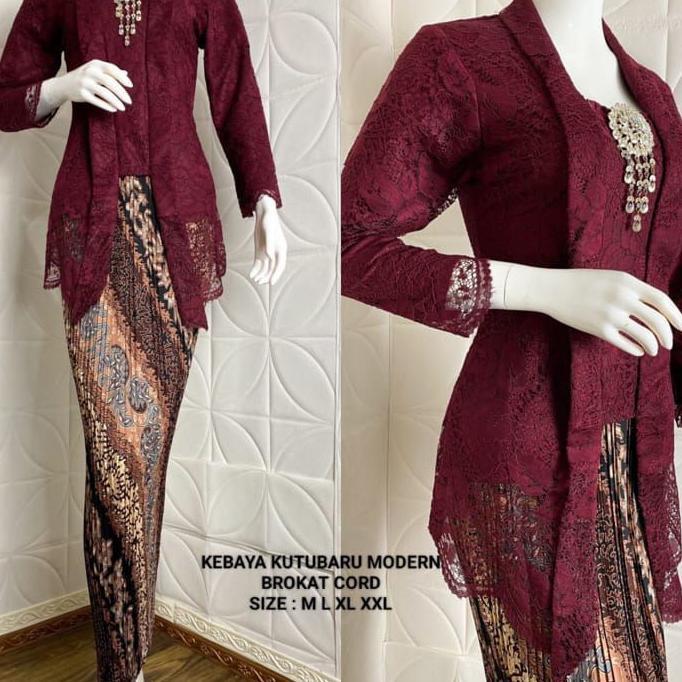 Atasan Kebaya Brokat Modern Set Kebaya Kutu Baru Brokat Lengan Panjang Lidya Baju Kondangan Wanita D