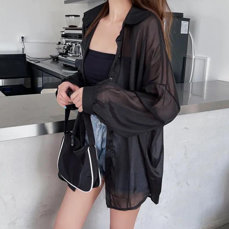 beststore_id96 - Kemeja Korean Transparan / Kemeja Oversized / Transparan Kemeja OOTD / XXL Kemeja /