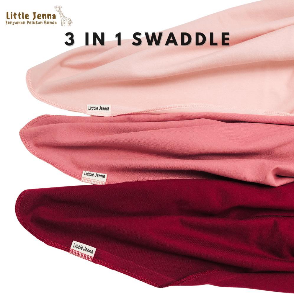 HOT DEALS LITTLE JENNA - Bedong Bayi Premium New Born Swaddle 3in1 (1 SET isi 3pcs) Earthtone Series