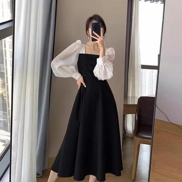 PROMO TERBARU Dress Party Korean Style Gaun Lengan Panjang