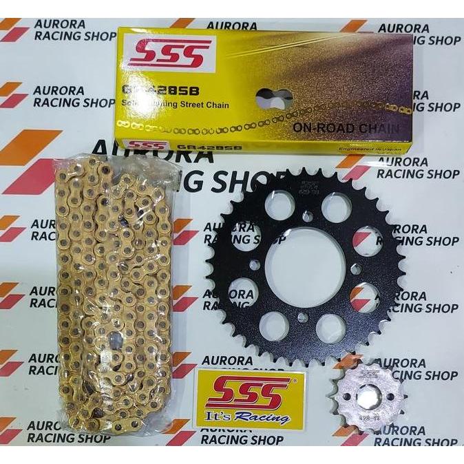 GEAR SET SSS 428 BLACK RX KING / JUPITER Z / F1ZR & RANTAI SSS 428 SB GOLD