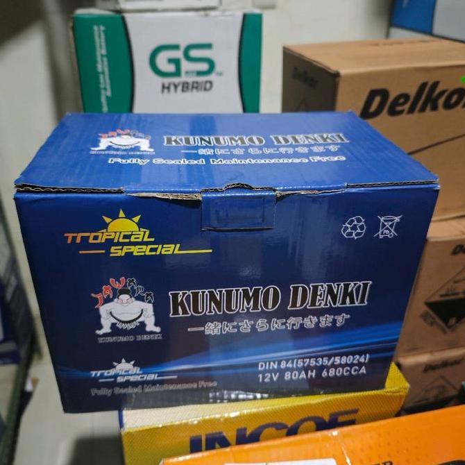 AKI BATERAI KERING KUNUMO DENKI 57535/DIN84  LN3  REBORN DIESEL MERCY 80AH GARANSI 1 TAHUN