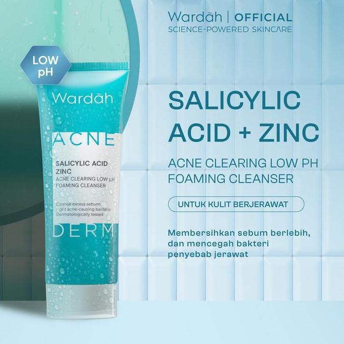 SOBIREN_SHOP - WARDAH ACNEDERM SALICYLIC ACID ZINC ACNE CLEARING LOW PH FOAMING CLEANSER FACE WASH F