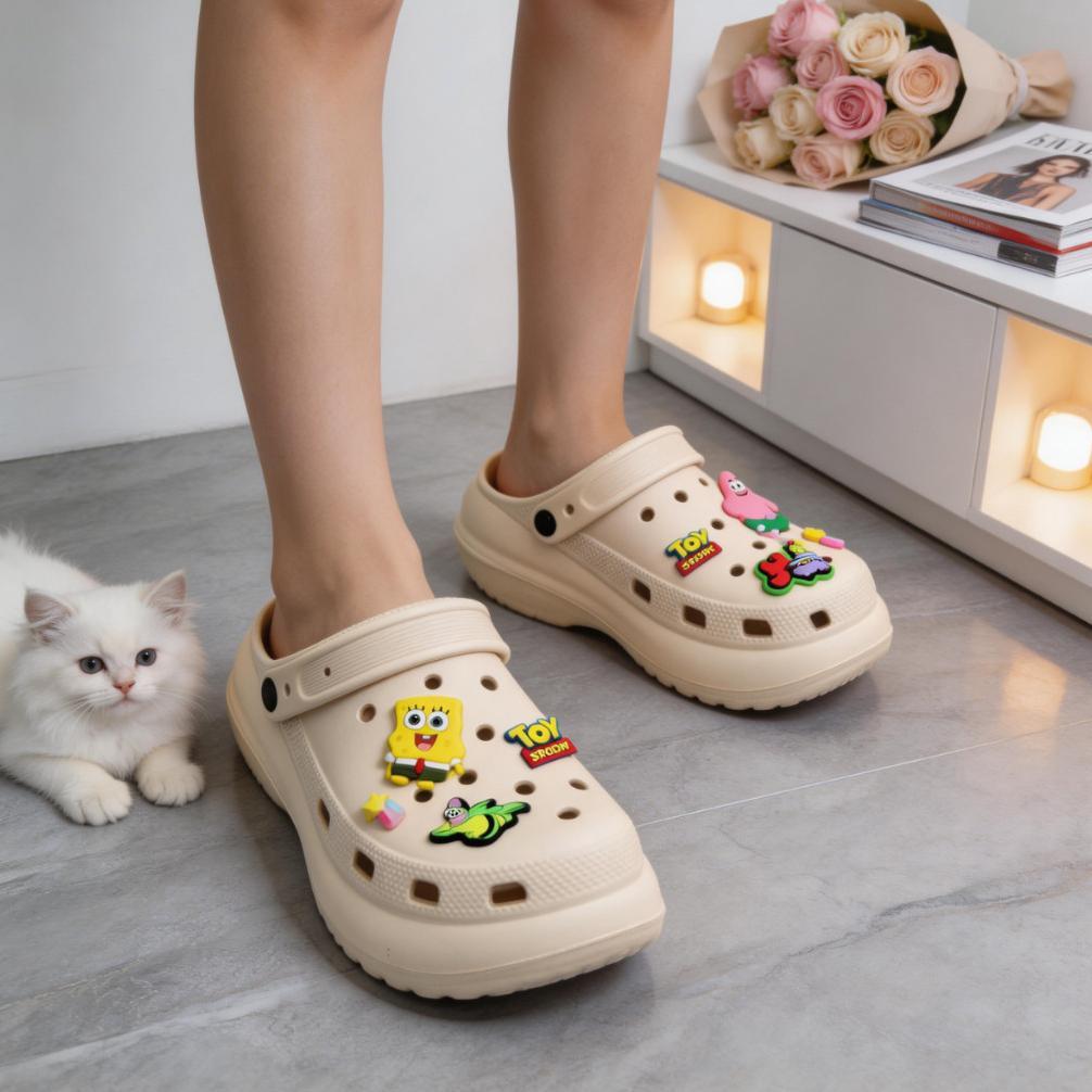BEST SALE Crocs Polos Wedges Sandal Wanita Dewasa Remaja Tinggi 5cm Casual Premium Outdoor Ringan