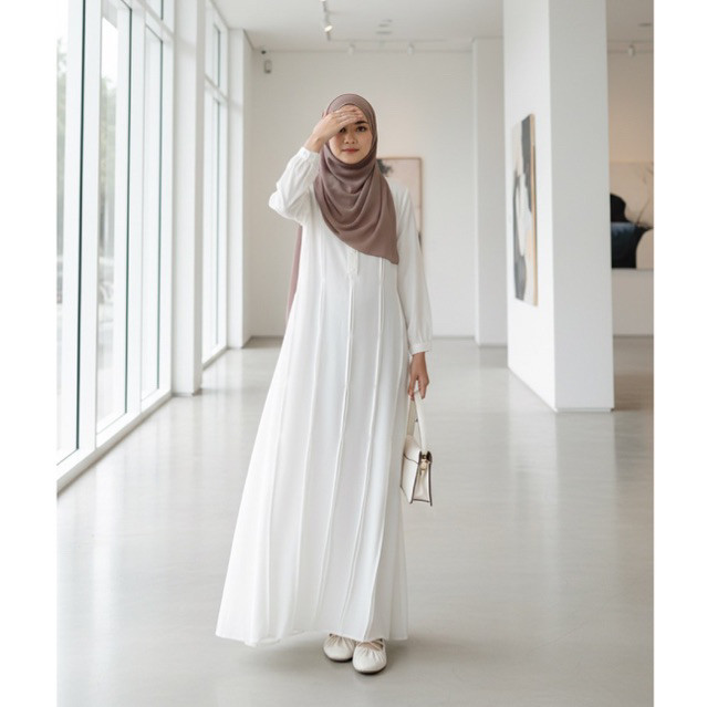 Diden Go Gamis Pesona Dress Putih Polos Premium - Broken White