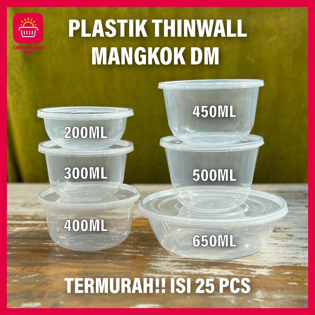 Thinwall Mangkok Isi 25 Pcs Mangkuk Plastik Bulat Datar Thinwall Bowl Round Dm Libra  Mangkok Makan 