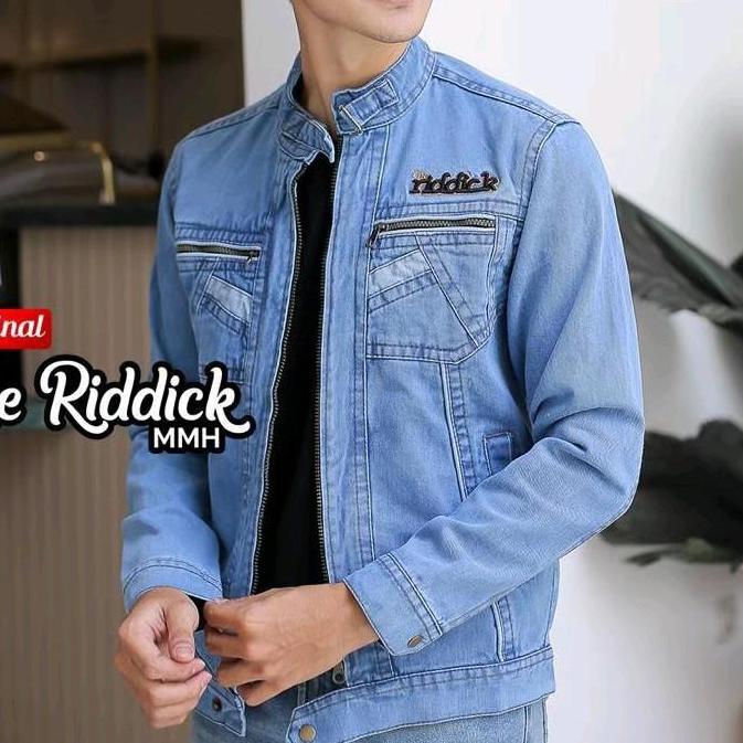 PROMO Jaket jeans kerah Hitam Santai collar Denim Pria PROMO